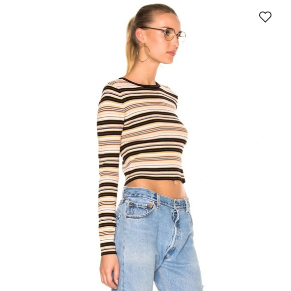 A.L.C. ALC Rene Striped Merino Wool Crop Sweater Y2K Style - Picture 4 of 10